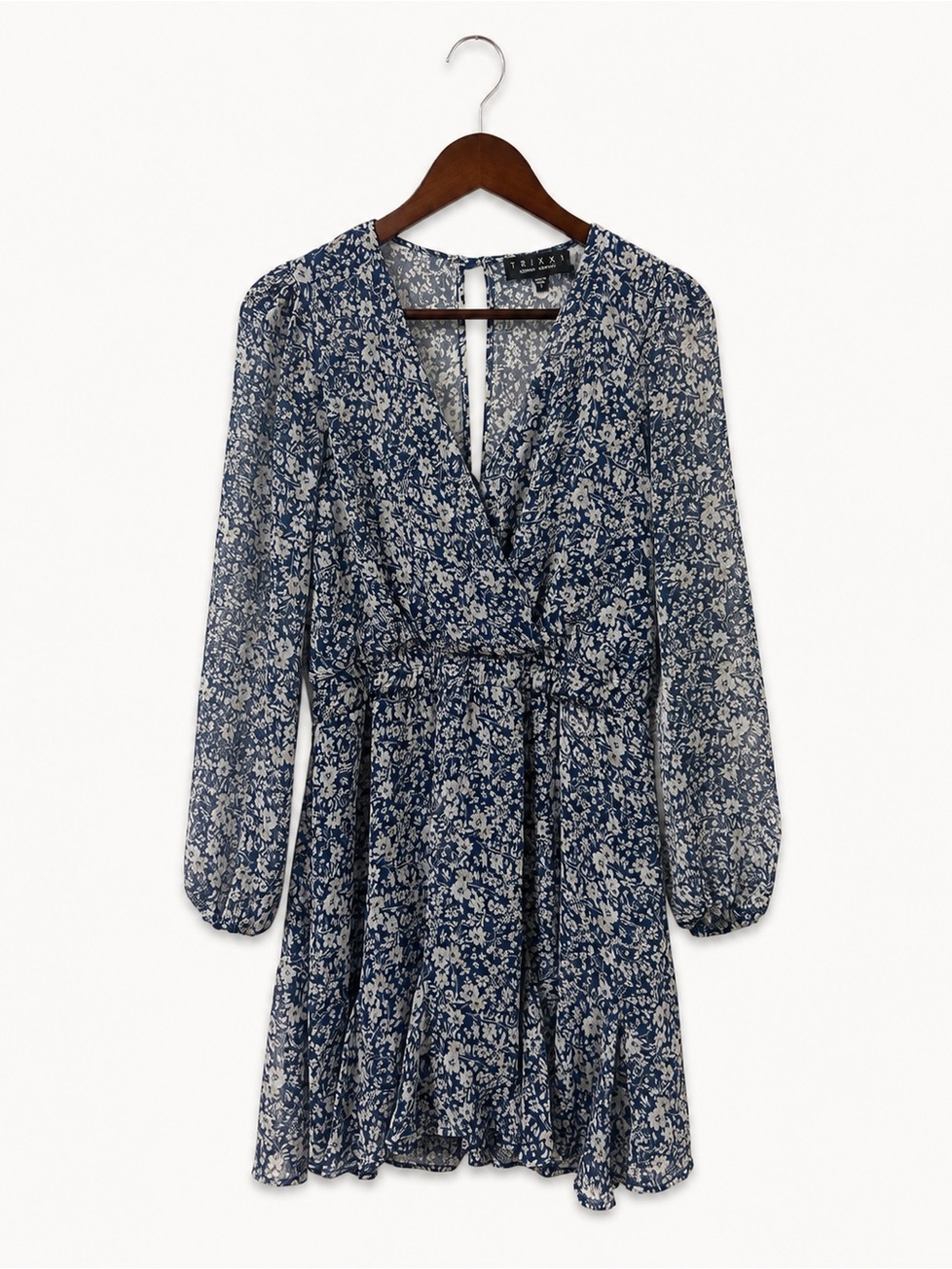 Trixxi Clothing Company Navy Floral Long Sleeve Dress – Size Large